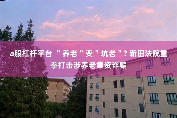 a股杠杆平台 "养老"变"坑老"? 新田法院重拳打击涉养老集资诈骗